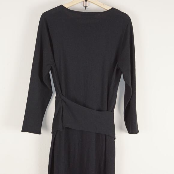 Zara Black Sash Waist Midi Linen Blend Knit Midi Dress Womens Sz M - Picture 4 of 11